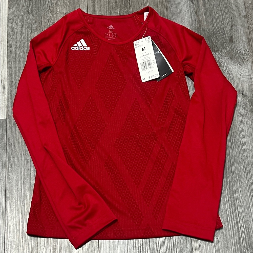 Adidas girls Quickset Volleyball jersey/slim fit /moisture-wicking/Red/ size M